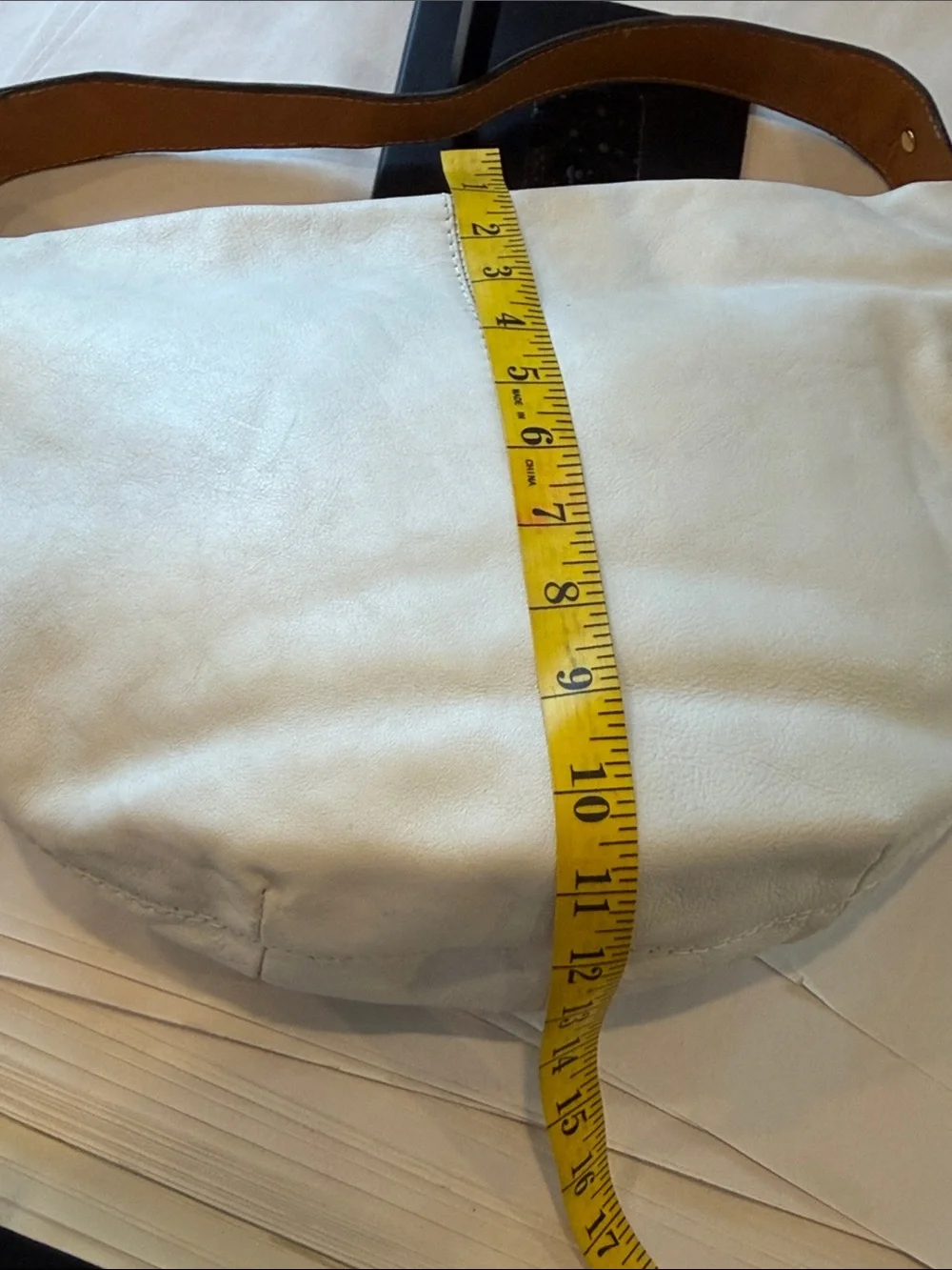 Michael Kors Cream Leather Hobo Bag with Brown Strap Vintage Gold hardware